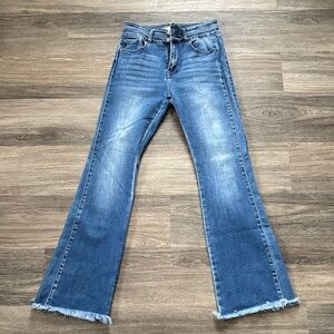 KanCan Light Blue Flare Jeans with Frayed Hem